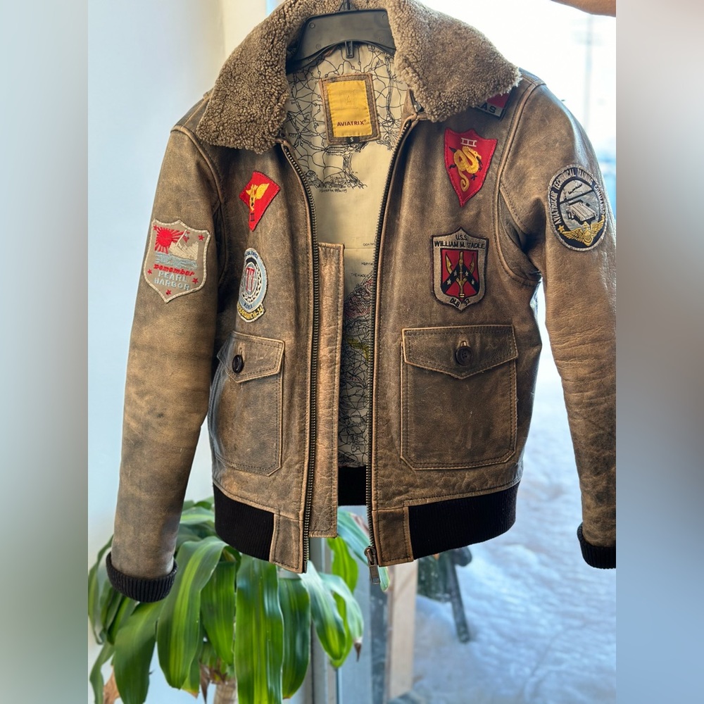 Authentic leather, Aviatrix mens jacket.